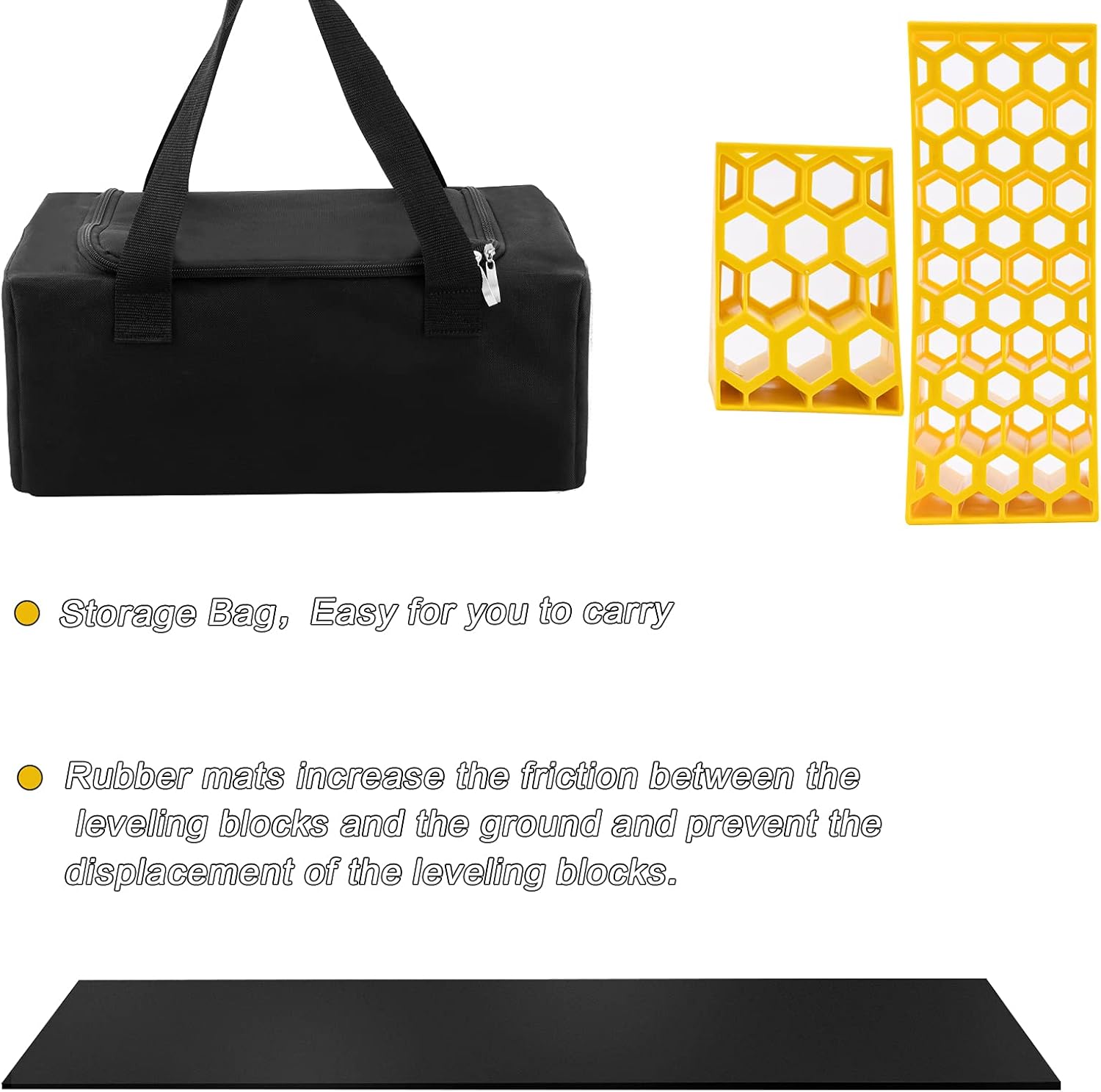 2-Pack Camper Leveler Kit- Heavy Duty RV Levelers RV Leveling Blocks Includes 2 Curved Levelers 2 Wheel Chocks 2 Anti-Slip Rubber Grip Mats for RV Camper Travel Trailer Motorhome Up to 30,000 lbs Pack of 2