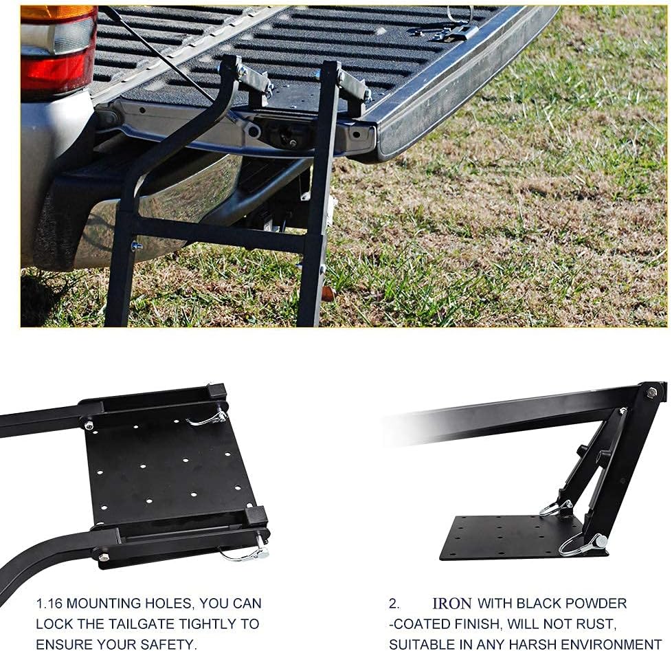 Universal Fit Pickup Truck Tailgate Ladder Tailgate Ladder for Truck Black 42 Inches Ladder Capacity 300 lbs Durable Steel with Black Powder Coat Pack of 2