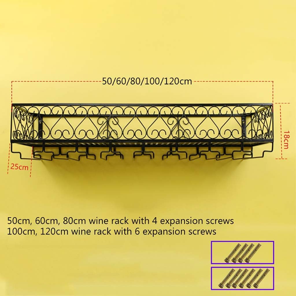 Glass wine glass frame Wall-mounted Metal Wine Rack, Dining Room and Kitchen Multifunctional Wine Rack Decoration, Storage Rack, Wine Glass Rack Wine racks (Size : 120cm)