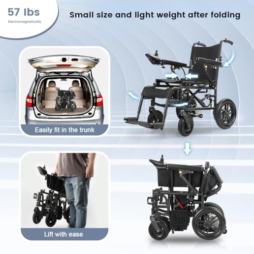 Electric wheelchair for Senior, adult intelligent all-terrain wheelchair, 500W strong power, 264Lbs Max load, 12Ah lithium battery, 9mi of driving range,strong and durable,easy to control,easy to fold