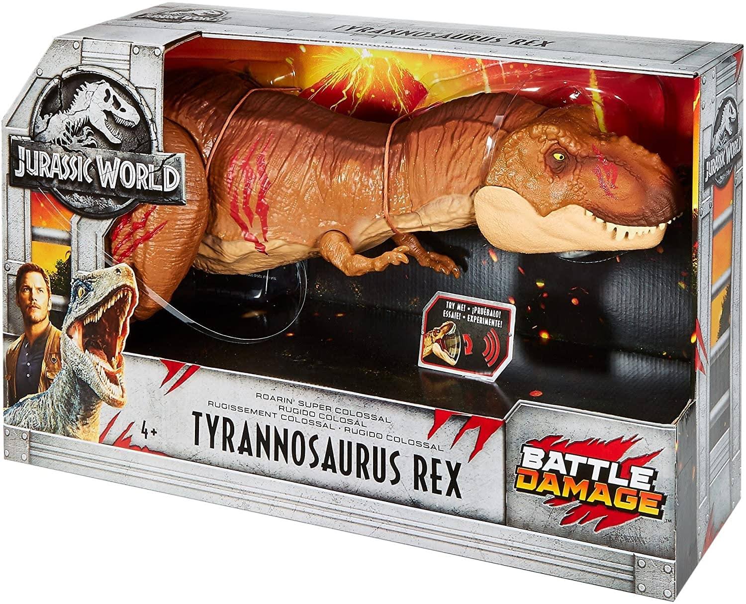 Jurassic World Battle Damage Roarin& Super Colossal Tyrannosaurus Rex