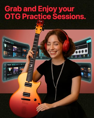 Enya Electric Guitar Inspire 39" Smart Electric Carbon Fiber Guitarra with 15W Wireless Speaker, 20 Distinct Tones, Onboard Presets, Charging Cable, Adjusting Wrench, and Gig Bag