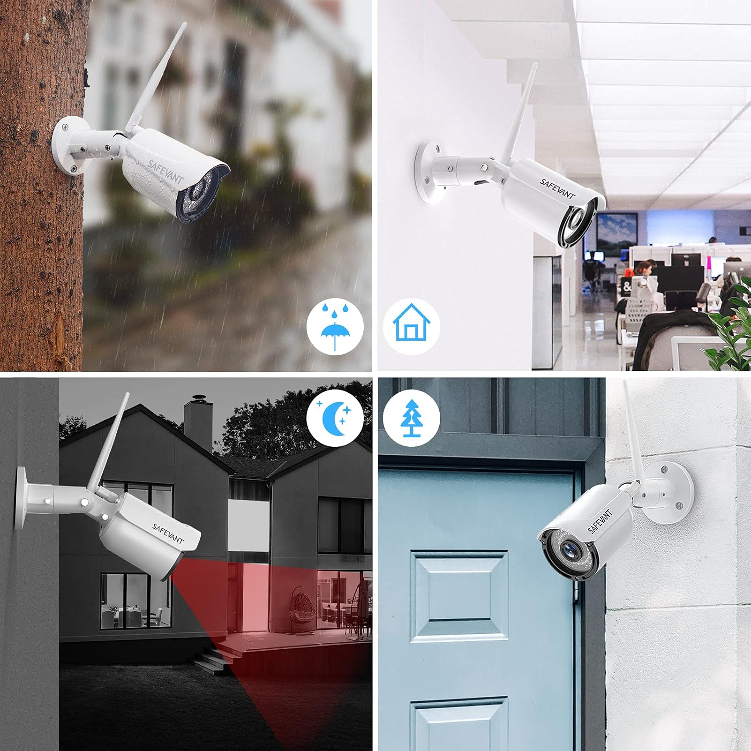 1080P Wireless Home Security Camera System,SAFEVANT 8 Channel Outdoor Indoor Wireless NVR Systems 8PCS 2MP Home Surveillance IP Cameras Night Vision Motion Detection,NO Hard Drive