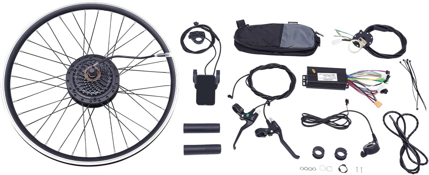 36V 500W E Bike Conversion Kit, Electric Bicycle Motor Kit for 24in Rear Wheel, Electric Motor Kit for Bicycle with Dual Mode Controller 5-Gear Speed Adjustment