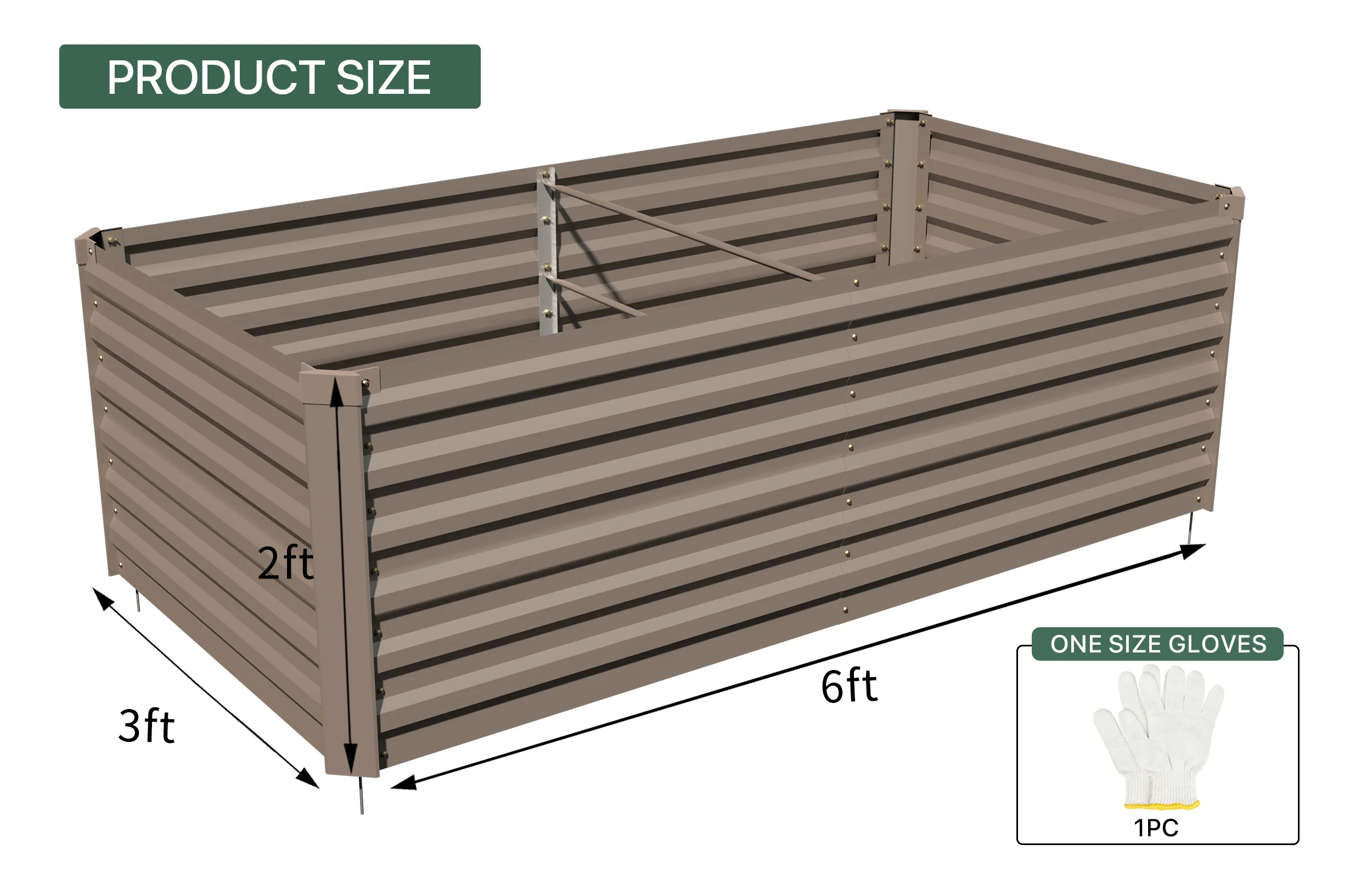 Galvanized Raised Deep Garden Bed 6x3x2 ft Steel Rust-Resistant Planter Box Outdoor Gardening Large Elevated Metal Container for Vegetables, Herbs, Flowers, shrub, fruit trees seedlings Brown