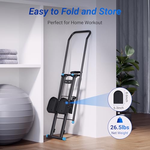 MERACH Stair Stepper for Home Gym Exercise, New Version Vertical Climber Machine for Full-Body Workout, Compact Folding Cardio Exercise Climber with Extended Step Range, Adjustable Handlebar & Pedals