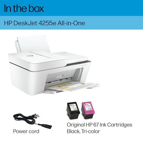 HP DeskJet 4255e Wireless All-in-One Color Inkjet Printer, Scanner, Copier, Best-for-Home, 3 Month Instant Ink Trial Included (588S6A)