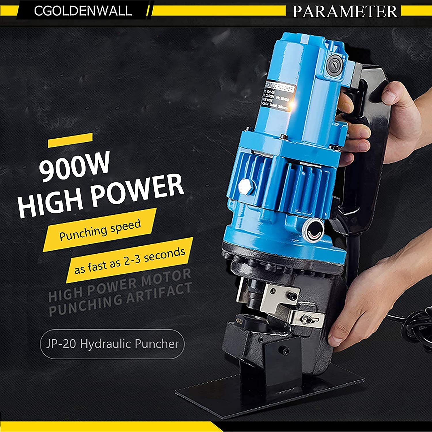 CGOLDENWALL 1200W Hydraulic Hole Puncher Electric Hydraulic Hole Punching Tool Hole Digger for Steel Plate Angle Steel Plate Iron Plate Aluminum Plate CE&ROHS Certificate