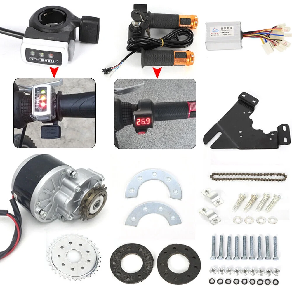 Miumaeov 24V 250W Electric Drive Bike Conversion Kit Thumb Kit Twist Kit Mountain Bike Conversion Custom Electric Conversion Kit Electric Geared Bicycle Derailleur Homemade DIY Electrci Bicycle