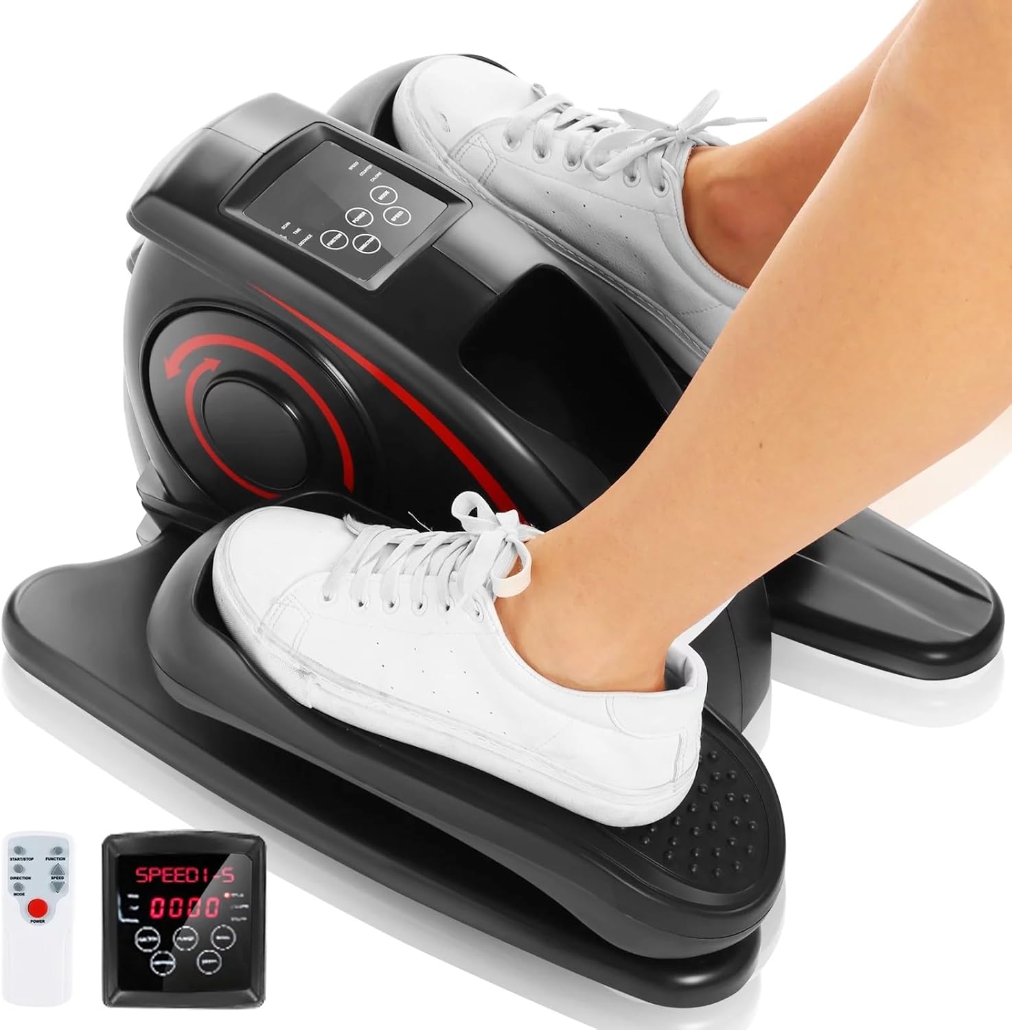 ANCHEER Under Desk Elliptical Machine Electric Seated Pedal Exerciser, Quiet & Compact Mini Elliptical Trainer with LCD Display Monitor and Remote Control, Home Office Leg Exerciser for Seniors,Adult