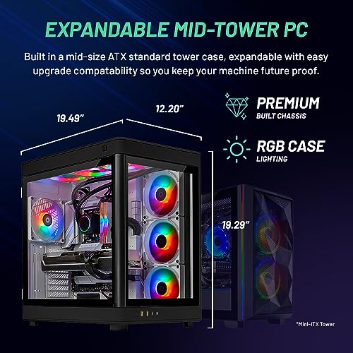 Skytech Gaming PC Desktop – Intel Core i7 12700F 2.1 GHz, NVIDIA RTX 4070 Ti, 1TB NVME SSD, 16GB DDR4 RAM 3200, 750W Gold PSU, 360mm AIO, 11AC Wi-Fi, Windows 11 Home 64-bit,Black