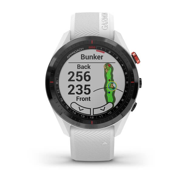 Garmin Approach S62 GPS Golf Watch (Black Bezel/White Band) with Virtual Caddie,Mapping Includes Charging Base and Cleaning Cloth