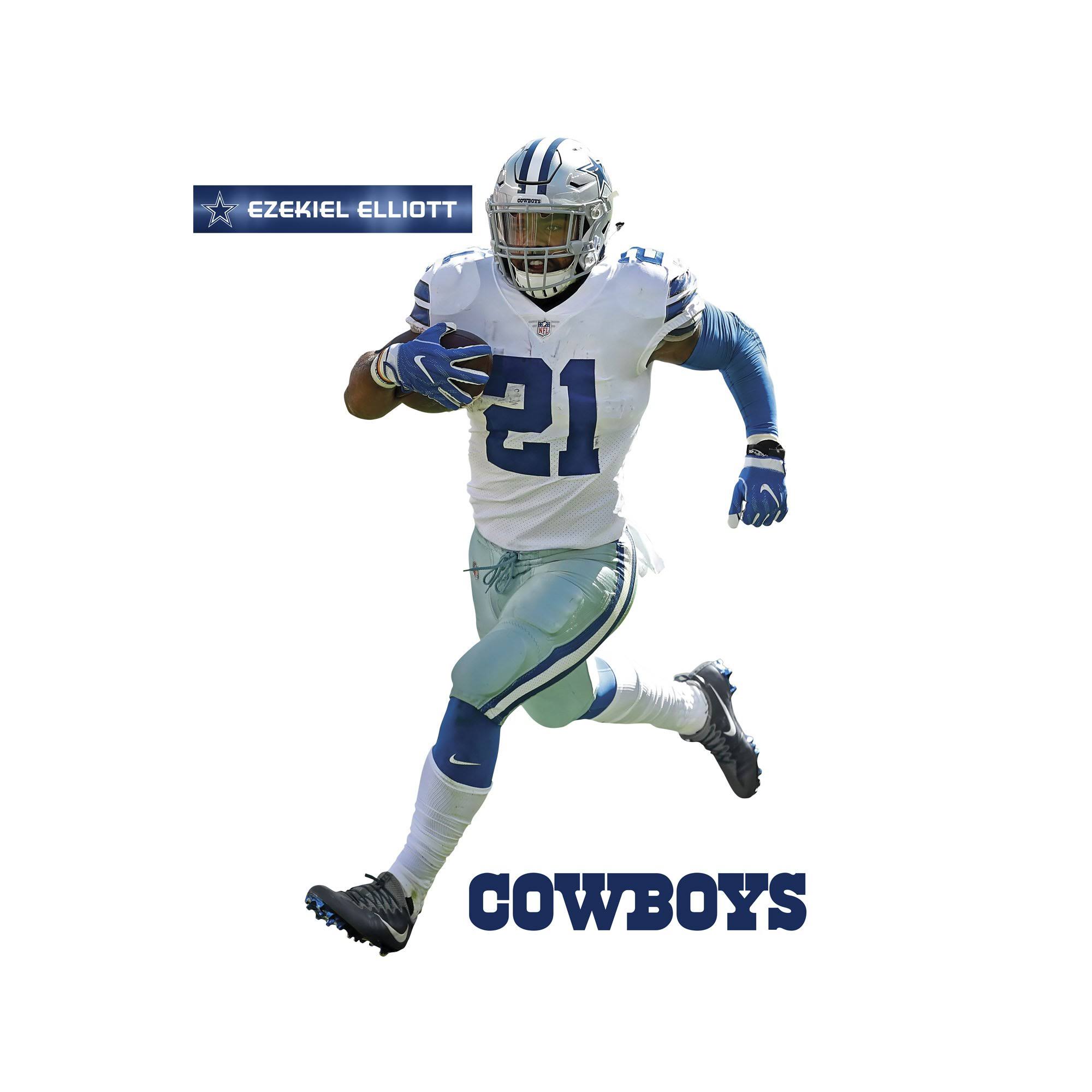Ezekiel Elliott for Dallas Cowboys - Officially Licensed NFL Removable Wall Decal Giant Athlete + 2 Wall Decals (30x22W x 51x22H