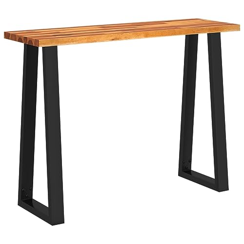 Console Table with Live Edge 43.3""x13.8""x31.5"" Solid Wood Acacia,Solid Acacia Wood Console Table with Live Edge and U Shaped Legs for Living Room or Hallway, Brown