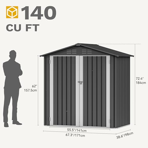 DWVO 10x8 FT Outdoor Storage Shed - Spacious Garden Tool Shed with Lockable Door - Durable Metal Yard Shed for Garden, Patio, and Backyard (Dark Gray)