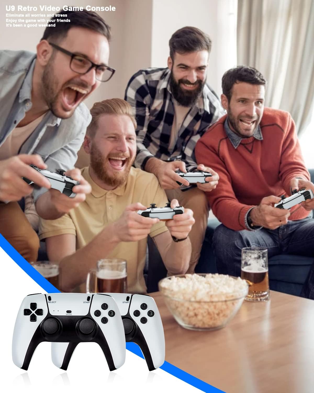 U9 Retro Game Console, Plug and Play Video Games Built-in 12000+ Classic Game 4K Ultra HD Game Stick with 2.4G Wireless Joystick Controller Supports 20+ Emulators
