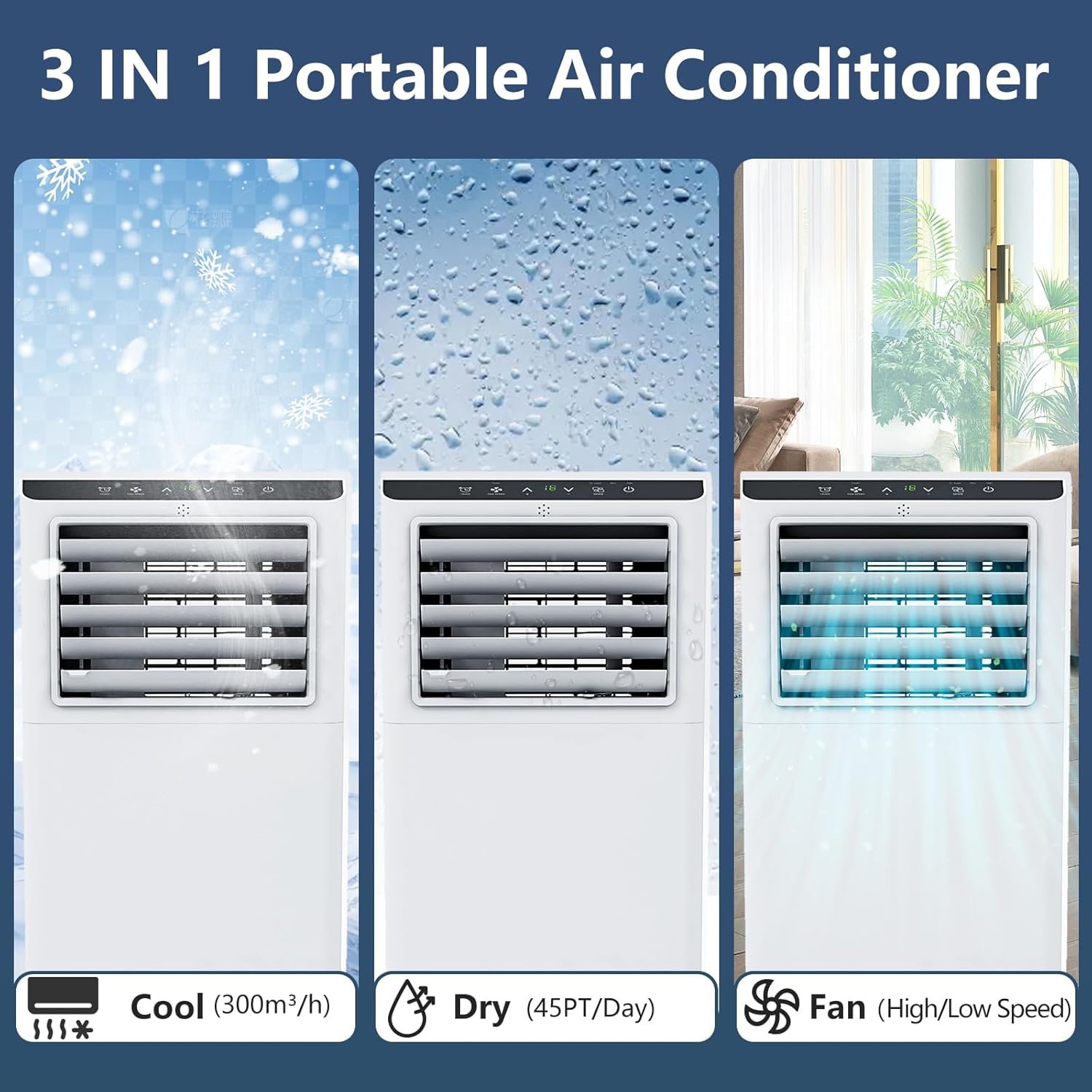 Portable Air Conditioner 8000 BTU with Efficient Cooling Air Conditioners Fan Mode Room Cooling Up to 350 sq ft 24 Hour Timer ，Portable AC Quiet, Remote Control, Sleep Mode, and Window Kit.