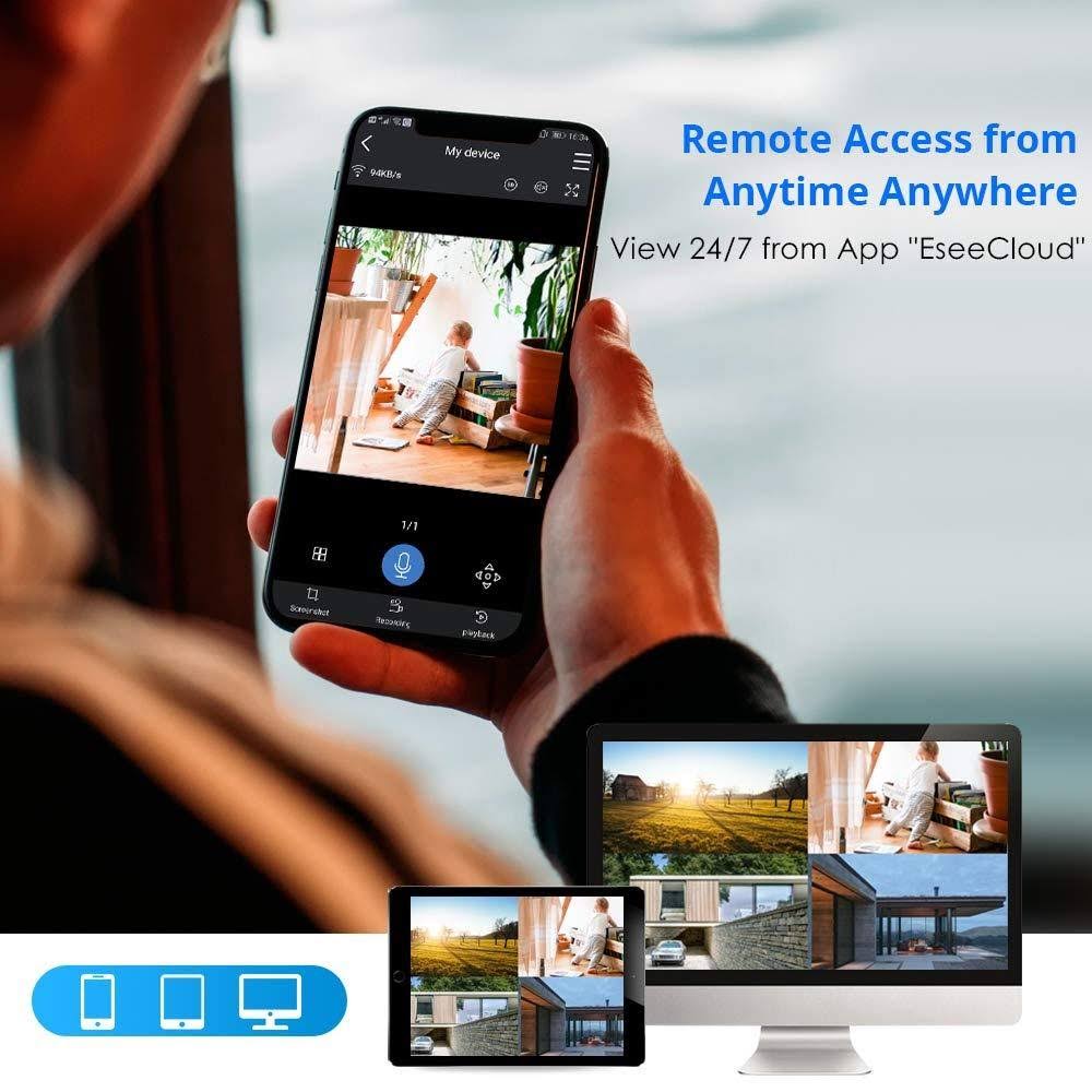 Hiseeu Expandable 8CH Wireless Security Camera System with 1TB Hard Drive One-Way Audio