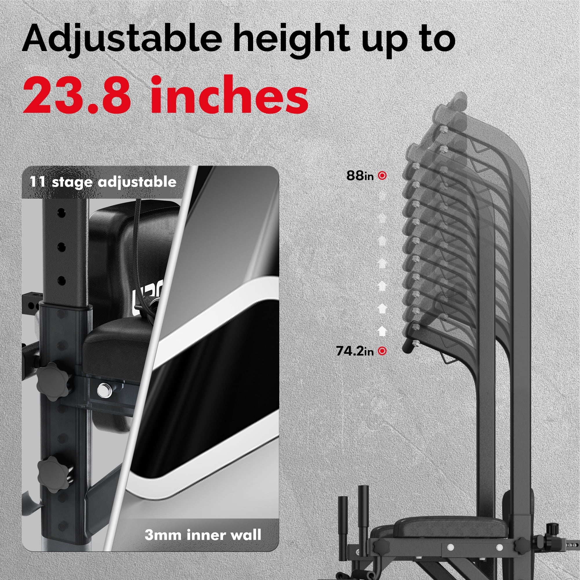 UPGO Adjustable Power Tower 400lbs Max Weight Dip Station Pull up Bar Power Rack Push up Resistance Band for Home Gym Strength Training Workout Equipment