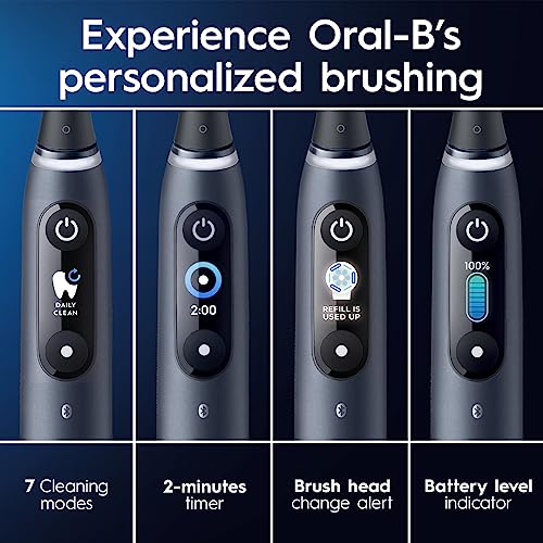 Oral-B iO Series 9 Rechargeable Electric Toothbrush with Visible Pressure Sensor to Protect Gums, 2 Min Timer, 7 Cleaning Settings, 4 Replacement Toothbrush Heads, and Charging Travel Case, Rose