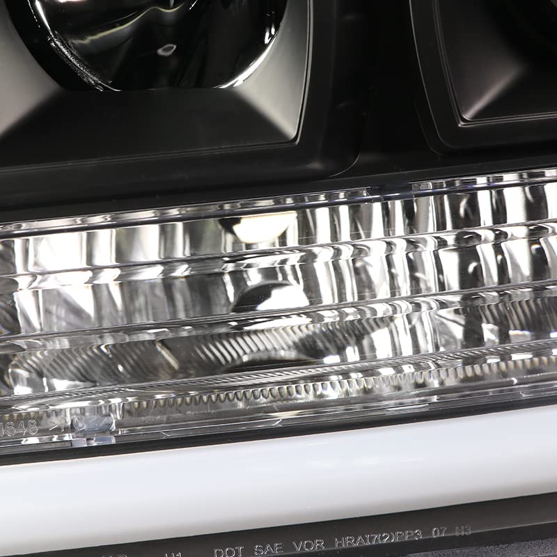 SPEC-D TUNING LED Light Bar Chrome Housing Projector Headlights Compatible with 2007-2013 GMC Sierra 1500 2500HD 3500HD Left + Right Pair Headlamps Assembly
