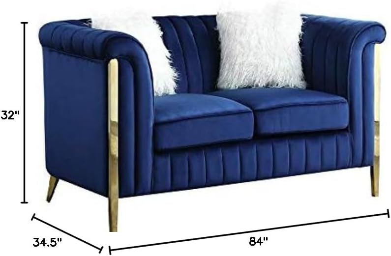 Chiatura 2 Pieces Sofa Set Covered with Blue Velvet