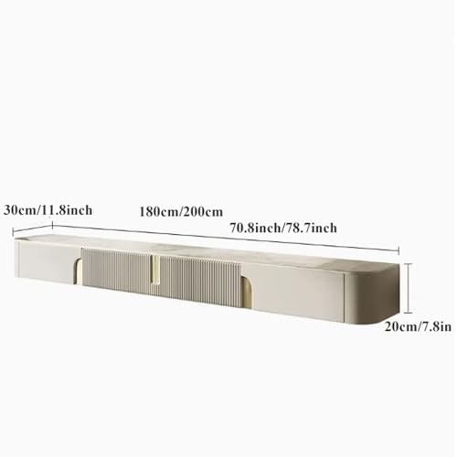 TV Floating Cabinet Modern Floating TV Stand with Slate Tabletop, Wall Mounted TV Shelf Entertainment Center, Floating Media Console Wood Storage Hutch Under TV for Living Room, 70.8/78.7 Inch, Fully