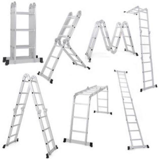 Gymax 12.5ft Multi Purpose Folding EN131 Aluminum Scaffold Ladder Step