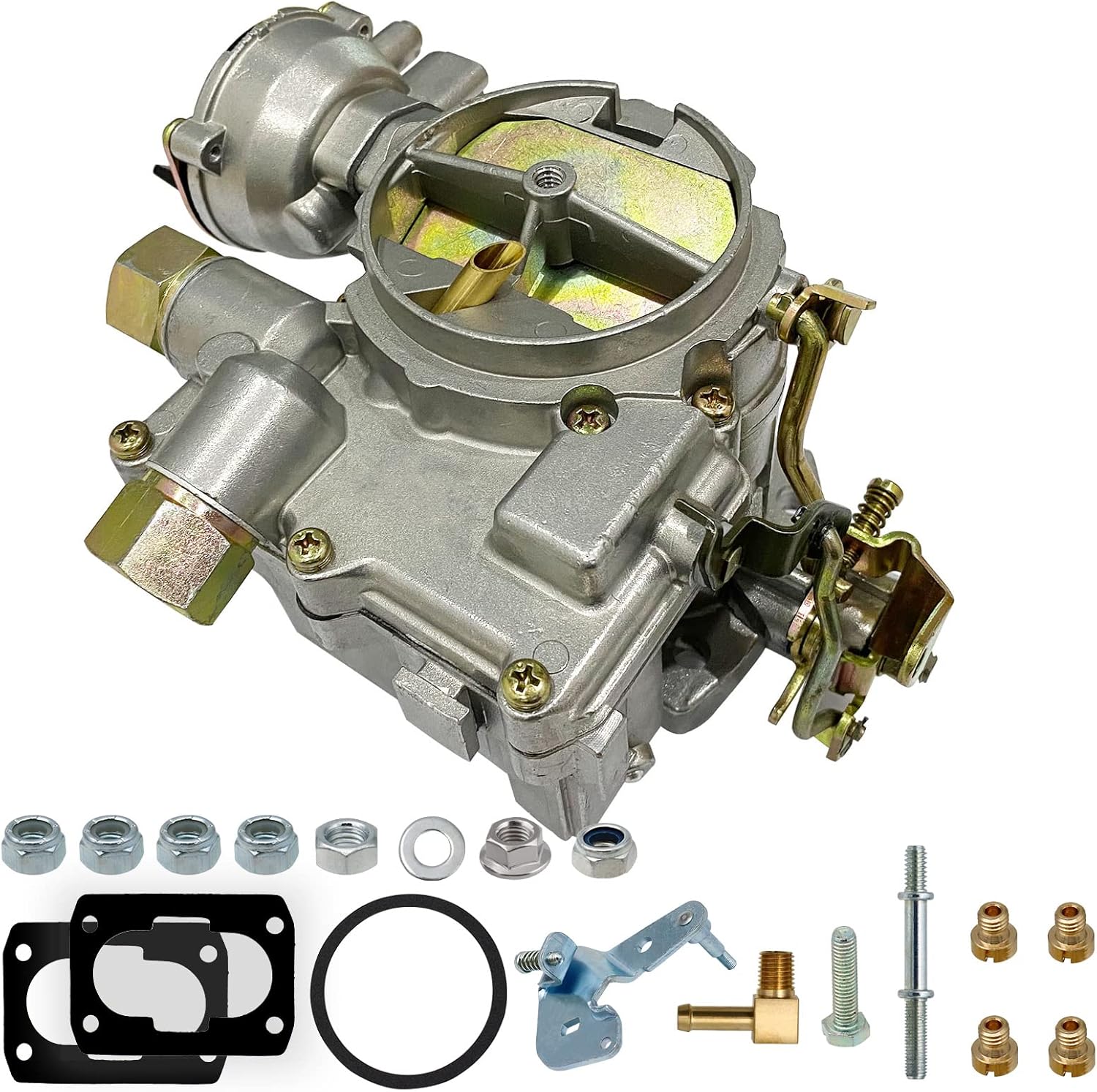 NENKUTEN Marine Carburetor 2 Barrel Carb for Mercruiser 3.0L/2.5L 4 CYL Engines Electric Choke with Jets Long Linkage and Gaskets nut Replace 3310-864940A01