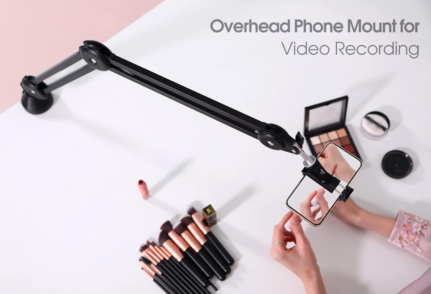Elitehood Overhead Phone Stand for Recording, Overhead Phone Mount, Flexible Lazy Long Arm Phone Mount for Desk, Headboard, Office, Kitchen, YouTube, Camera Photography, Painting Shots, Picture Taking Pack of 2