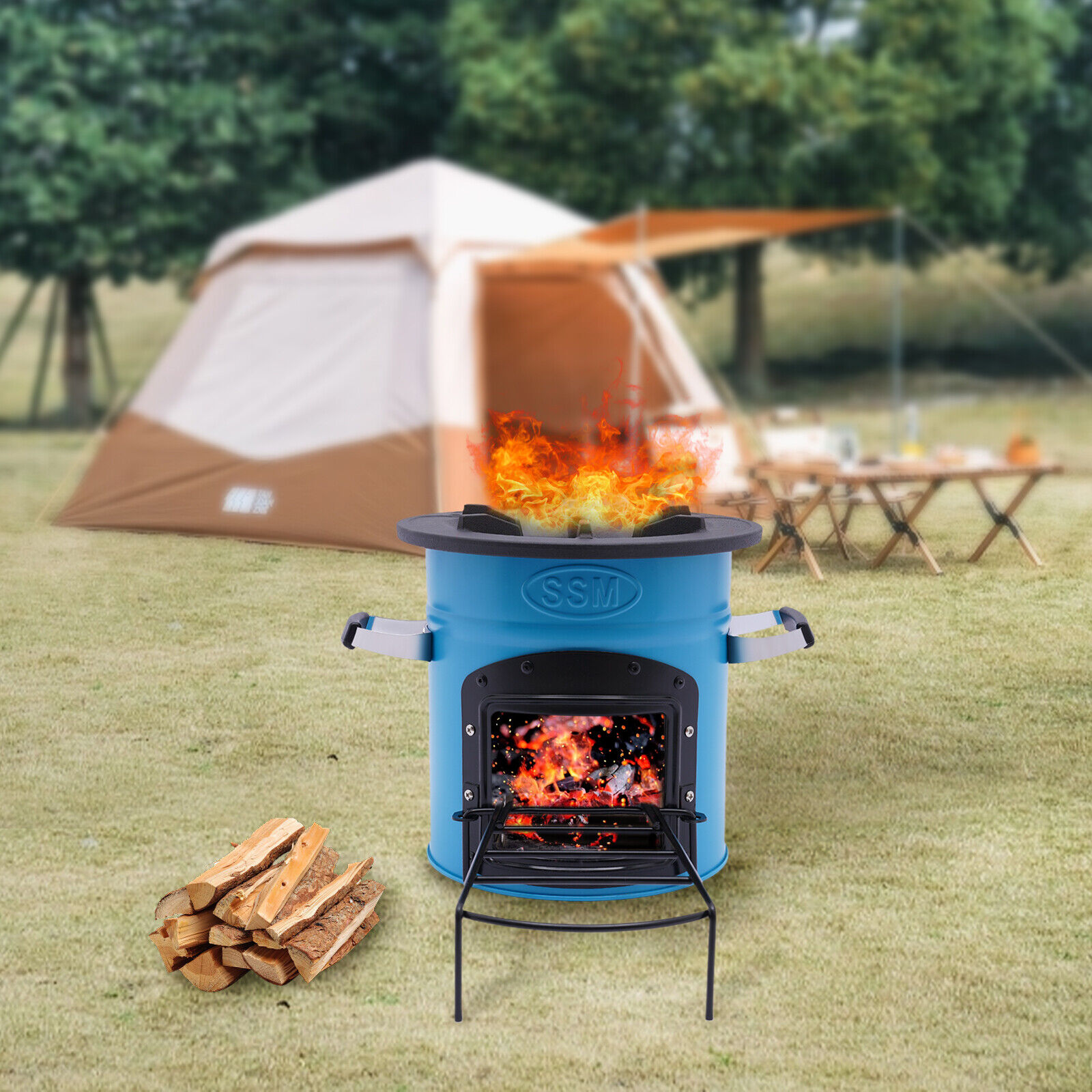 Outdoor Portable Camping Rocket Stove Camping Wood Stove Picnic Cook Tent Stove