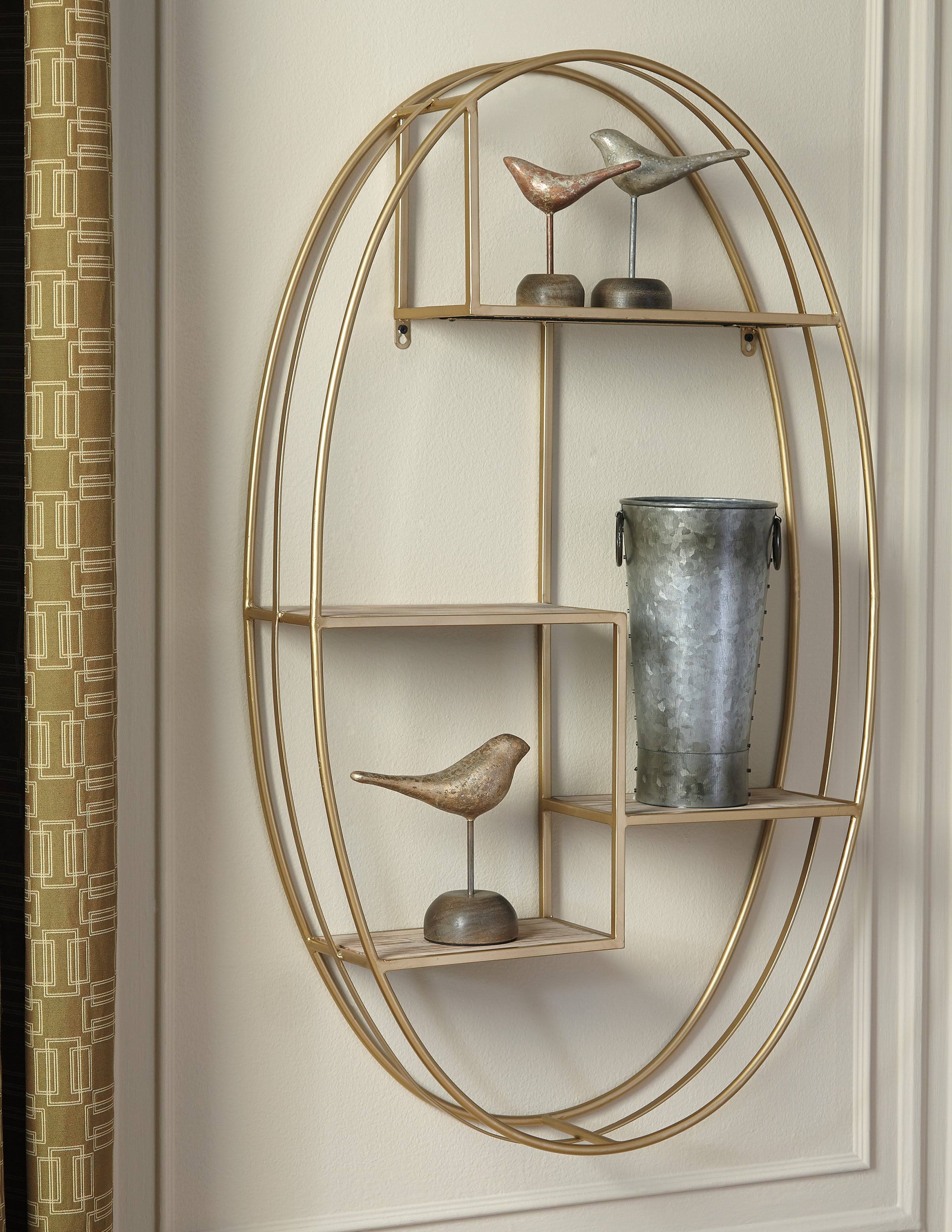 Signature Design by Ashley Elettra Wall Shelf Natural/Gold
