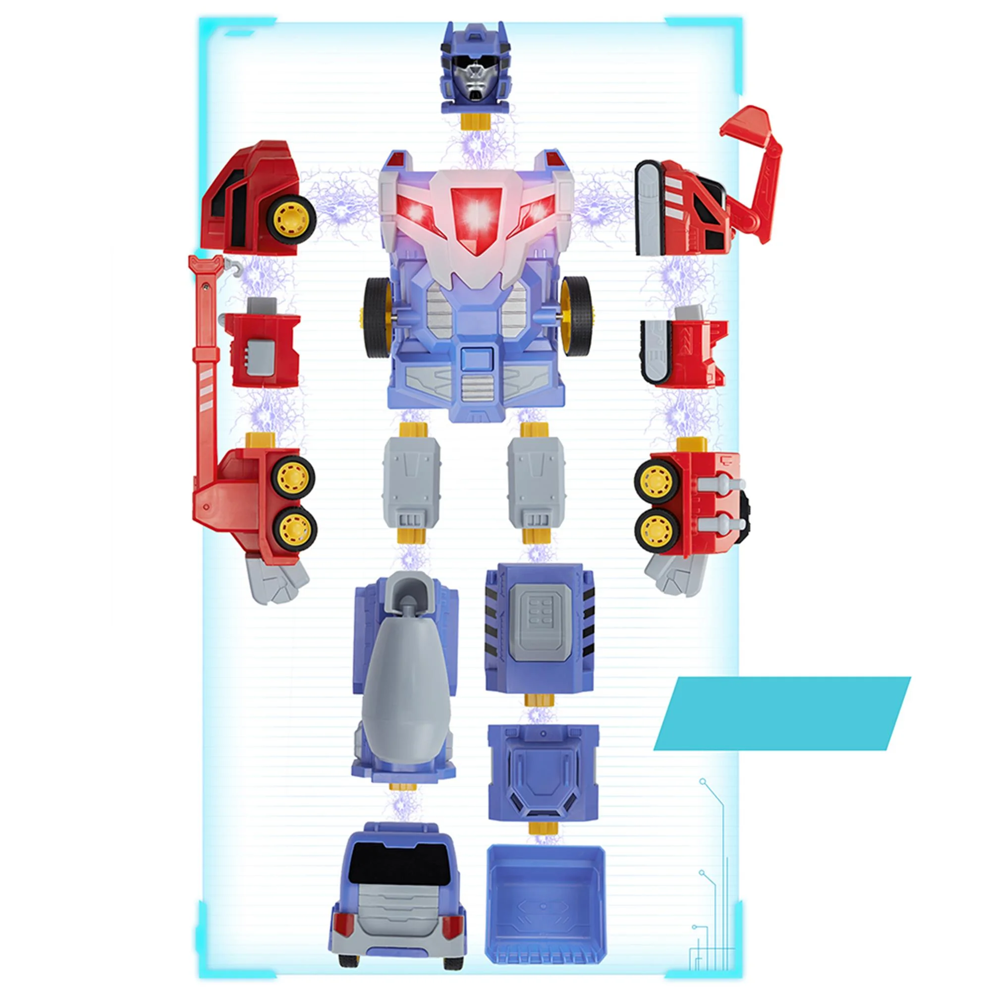 KingShop Toys for 3 4 5 6 7 Year Old Boys - Construction Vehicles Transform Robot Kids Toys, Building Toddler Toys for Kids Ages 4-8 w/ Pull-Back Toys, 5-in-1 Trucks Gifts for Boys Girls