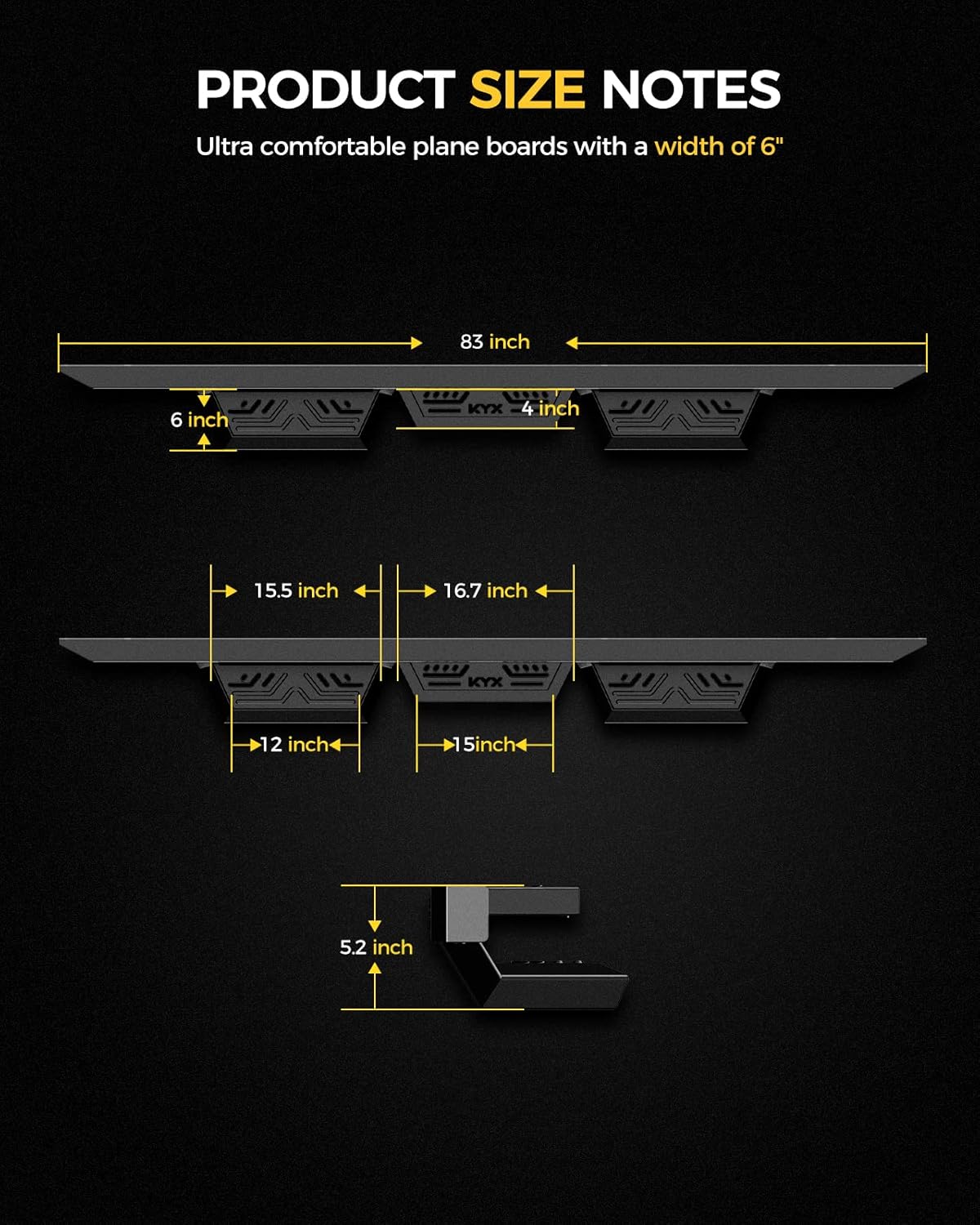 KYX Running Boards Compatible with 2019-2022 Chevy Silverado/Sierra 1500 2020-2022 Silverado/Sierra 2500HD 3500HD Crew Cab，Drop Side Steps Nerf Bars Truck Boards Step Rail