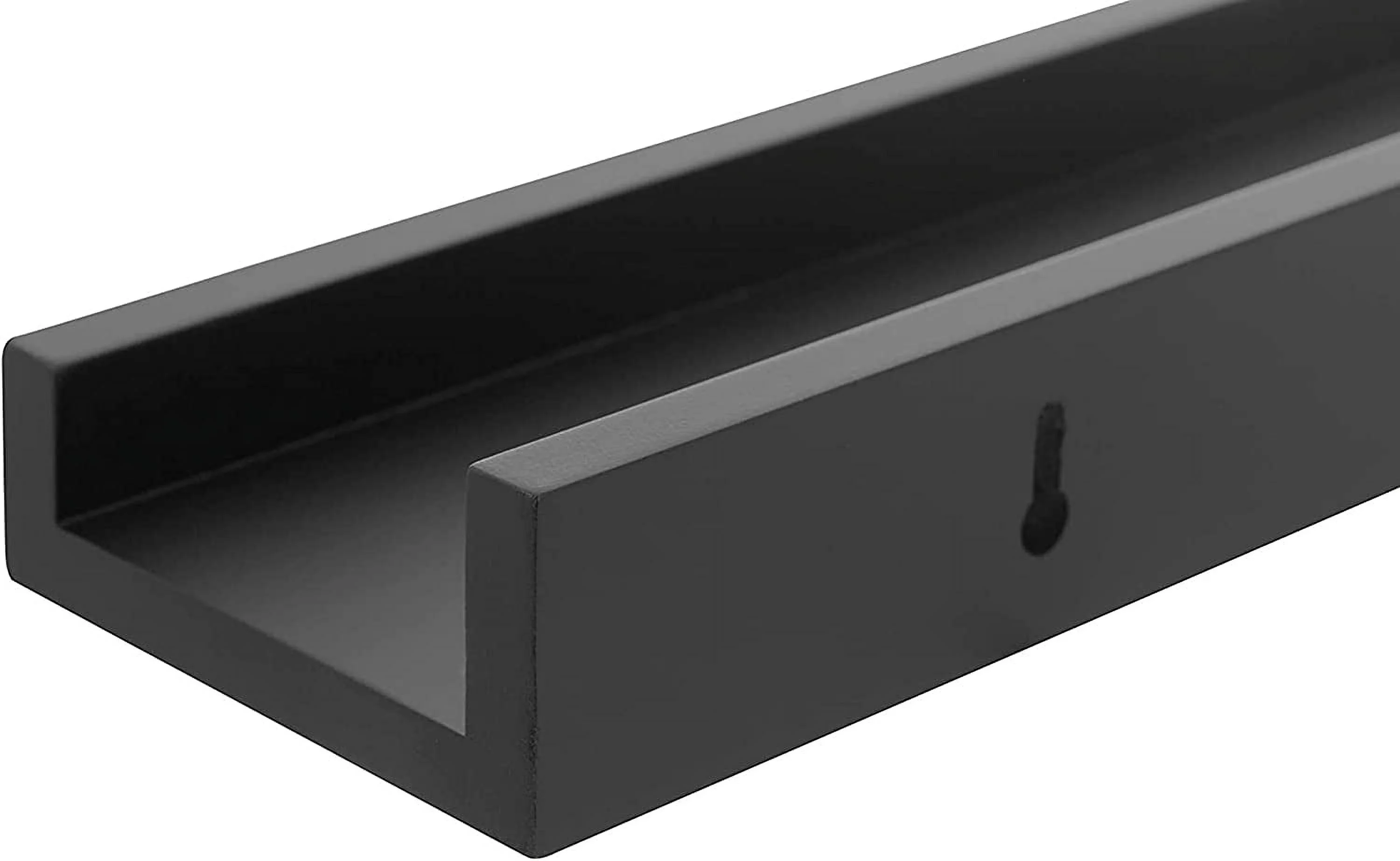 LIHONG Edge Wood Floating Shelves - 23", Black, 4Pack - Wall-Mounted Shelves for Home, Room, Office