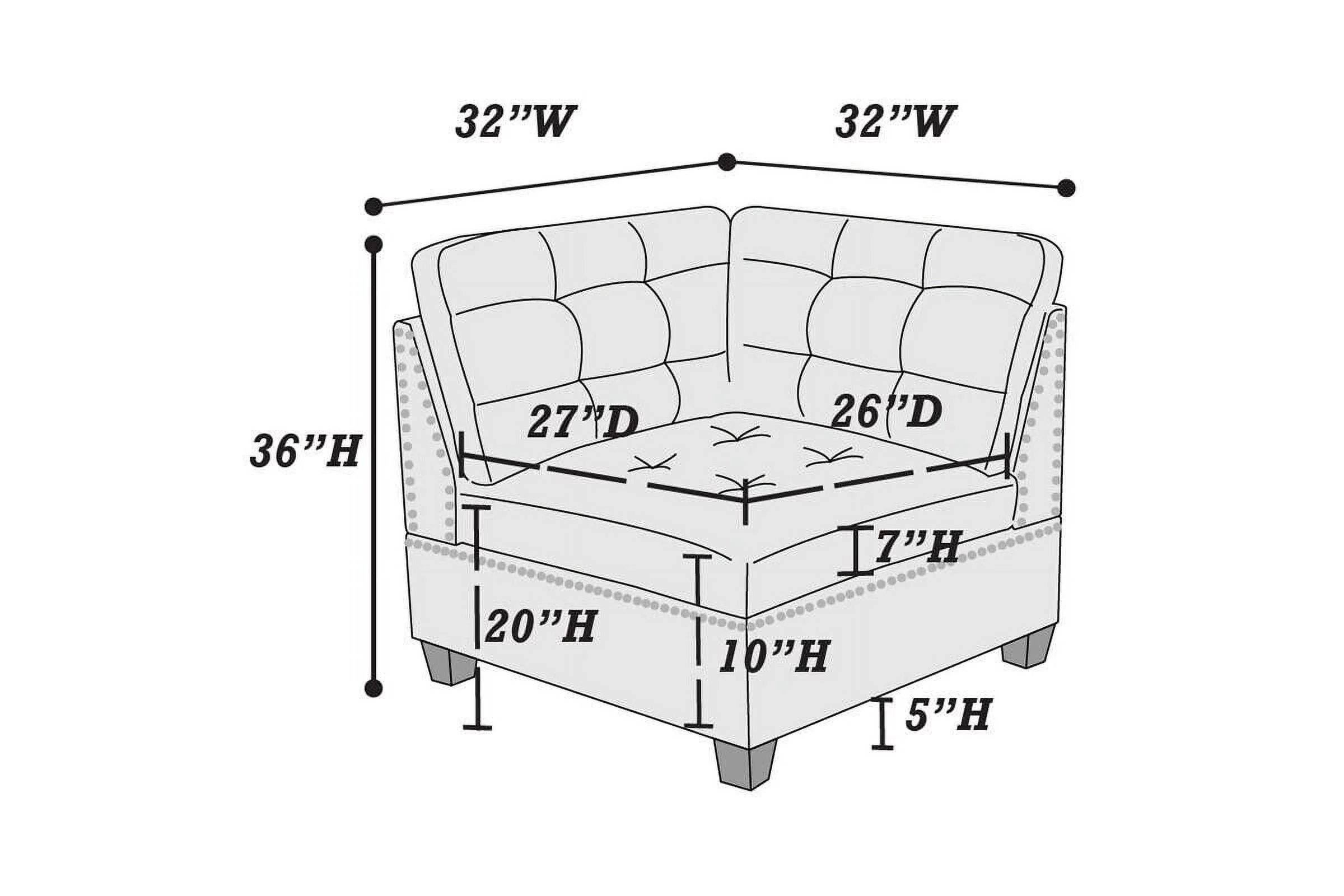 Living Room Gray Fabric Tufted Nailheads Cushion 9pcs Sectional Sofa Set 3x Corner Wedge 4x Armless Chairs 2x Ottomans Couch