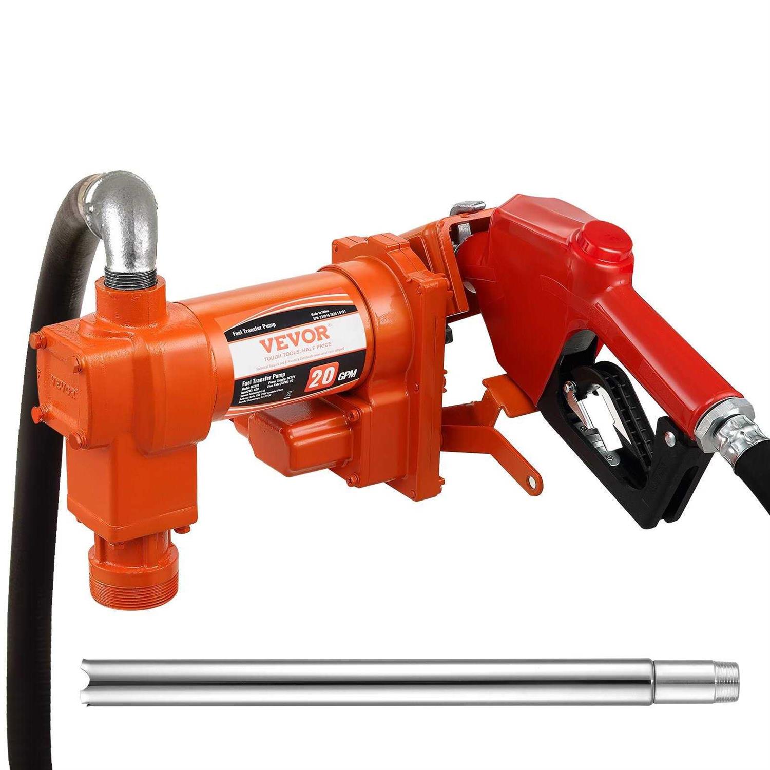 VEVOR Fuel Transfer Pump 12V DC 20 GPM 1/4 HP Gasoline Extractor Pump with Automatic Nozzle - Shop Hardware Tools Online Store