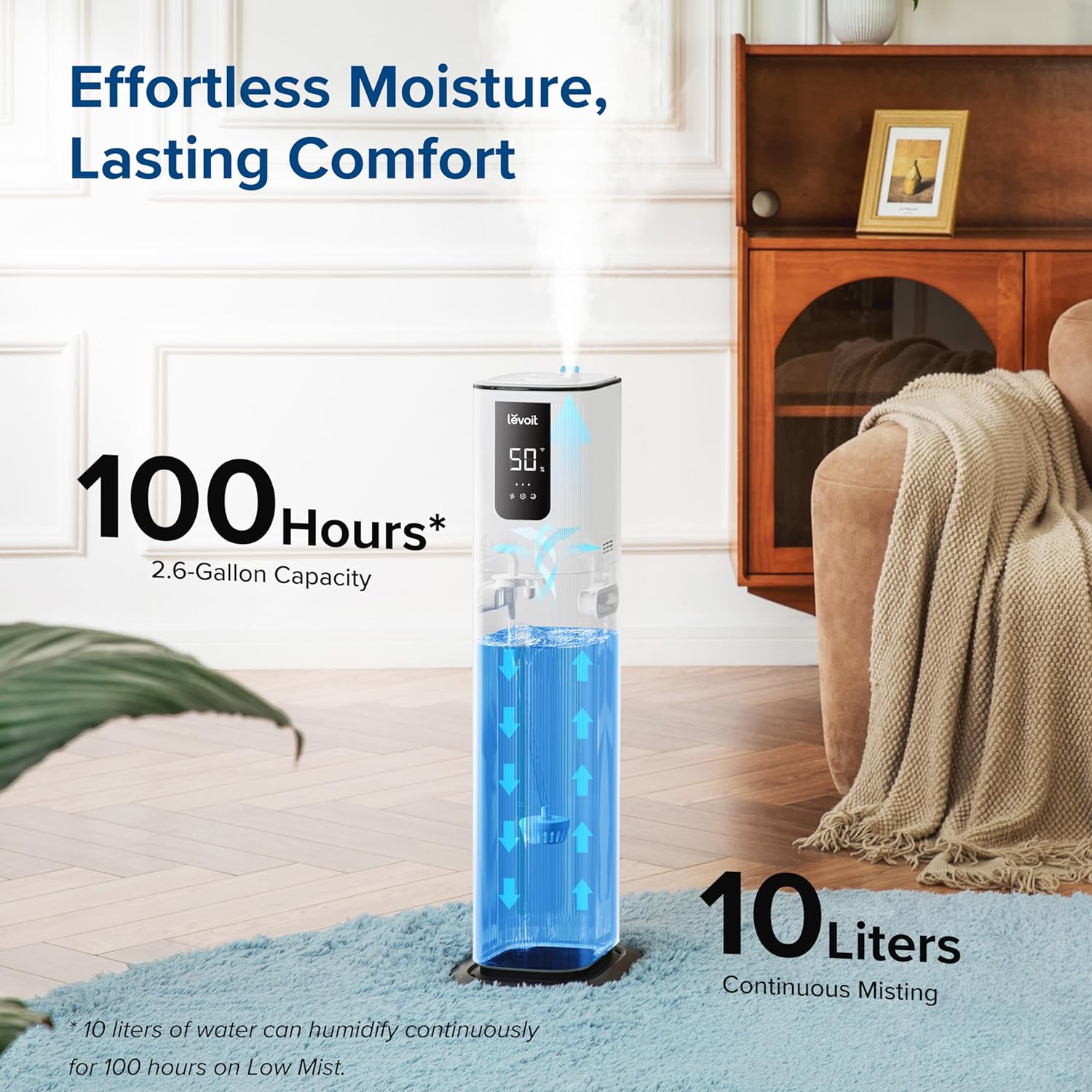 LEVOIT OasisMist 1000S 10L Smart Humidifier 600ft2 & Vital 100S-P Air Purifier 1110ft2 with HEPA Filter