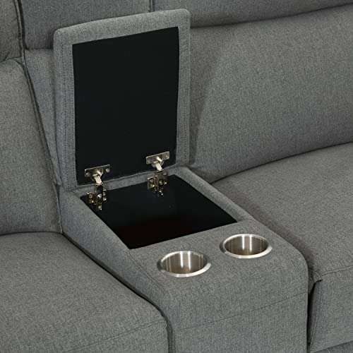 Lexicon Raelynn Power Double Reclining Loveseat, Light Gray/Dark Gray