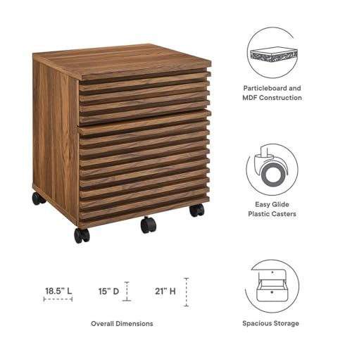 Modway EEI-5704-WAL Render Wood File Cabinet, Walnut