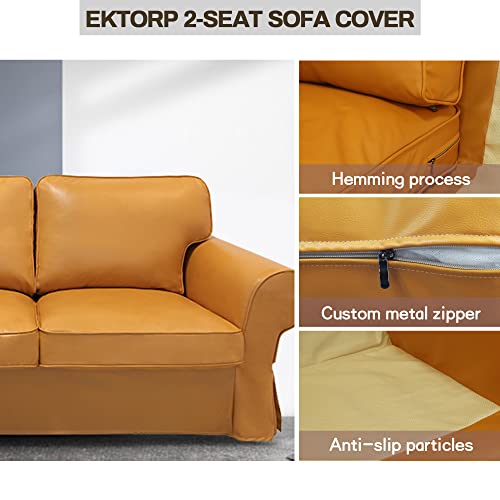EKTORP Sofa Cover 3 Seat (86in), Ektorp Couch Covers Made Compatible for IKEA Ektorp Sofa, Sofa Cover for Living Room, Linen Sofa Slipcovers (3 Seat, T-4)