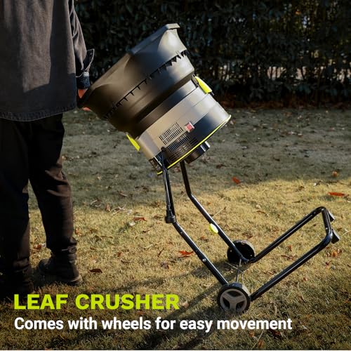 Electric Leaf Mulcher/Shredder: DEKOPRO 13-Amp 8200RPM Motor for 17:1 Reduction Ratio, Adjustable Control Dia with Leaf Scoops Spade and 20 Cutting Lines