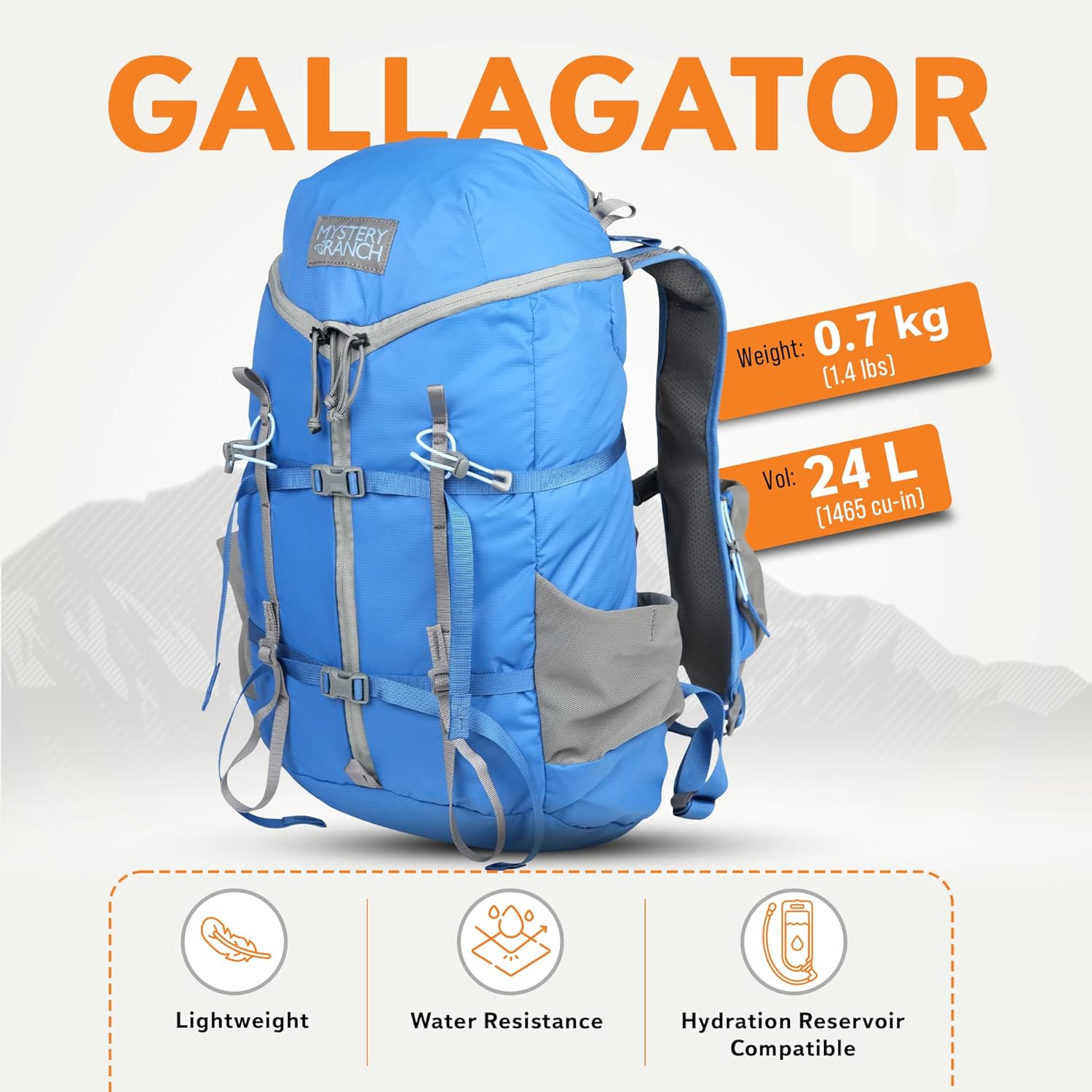 Mystery Ranch Gallagator 25 Travel Bag to Hiking Backpack Daypack, Pacific, L/XL
