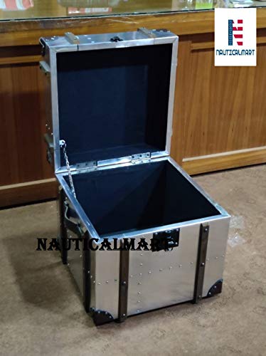 Aluminum Trunk Coffee Table Bedside Night Stand Aviator End Side Table Aircraft Airman Style Living Room Home Office Furniture (2 Trunk)