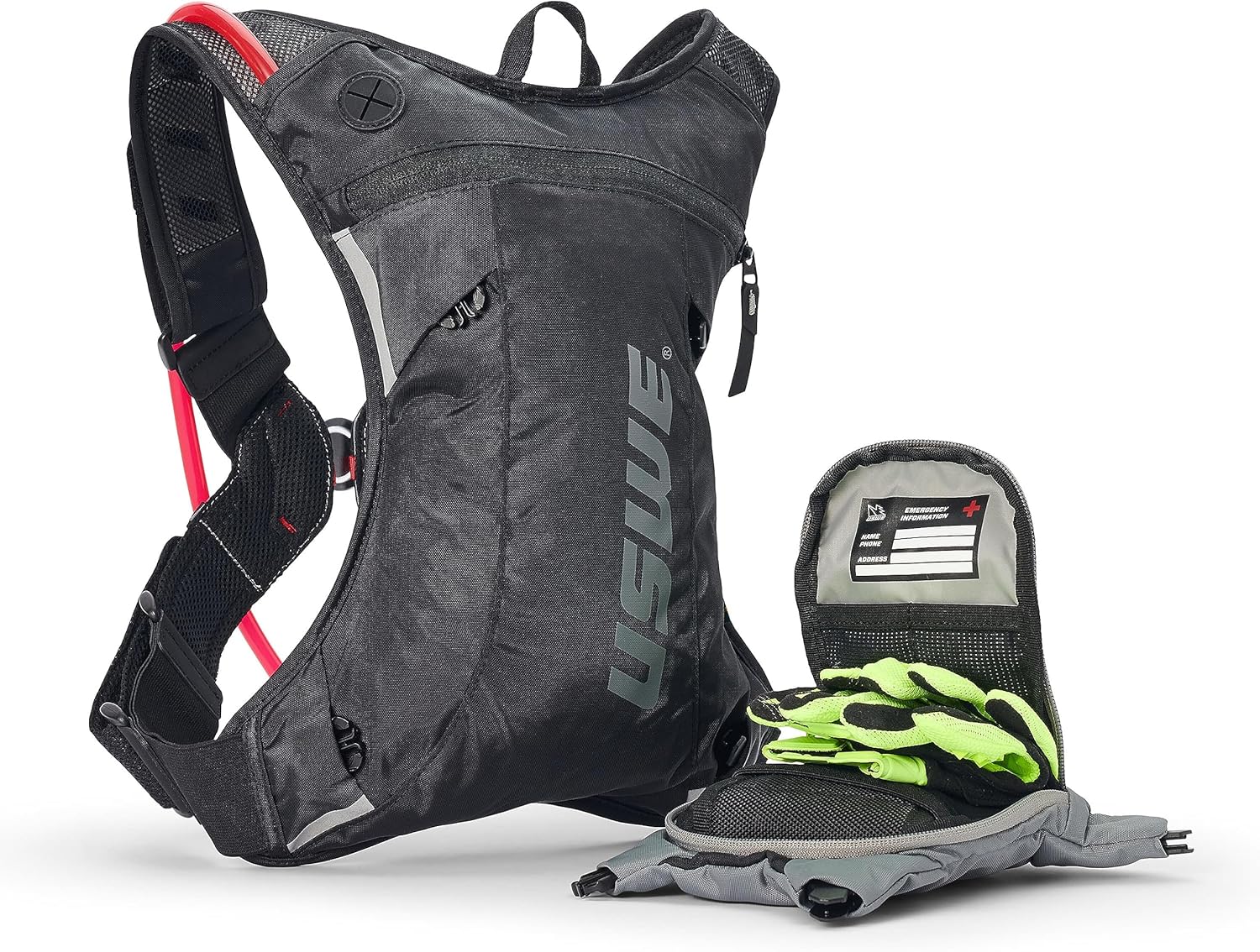 USWE Moto Hydro 3L Hydration Pack with 2.0L/ 70oz Water Bladder, a High End, Bounce Free Backpack for Enduro and Off-Road Motorcycle, Black Grey