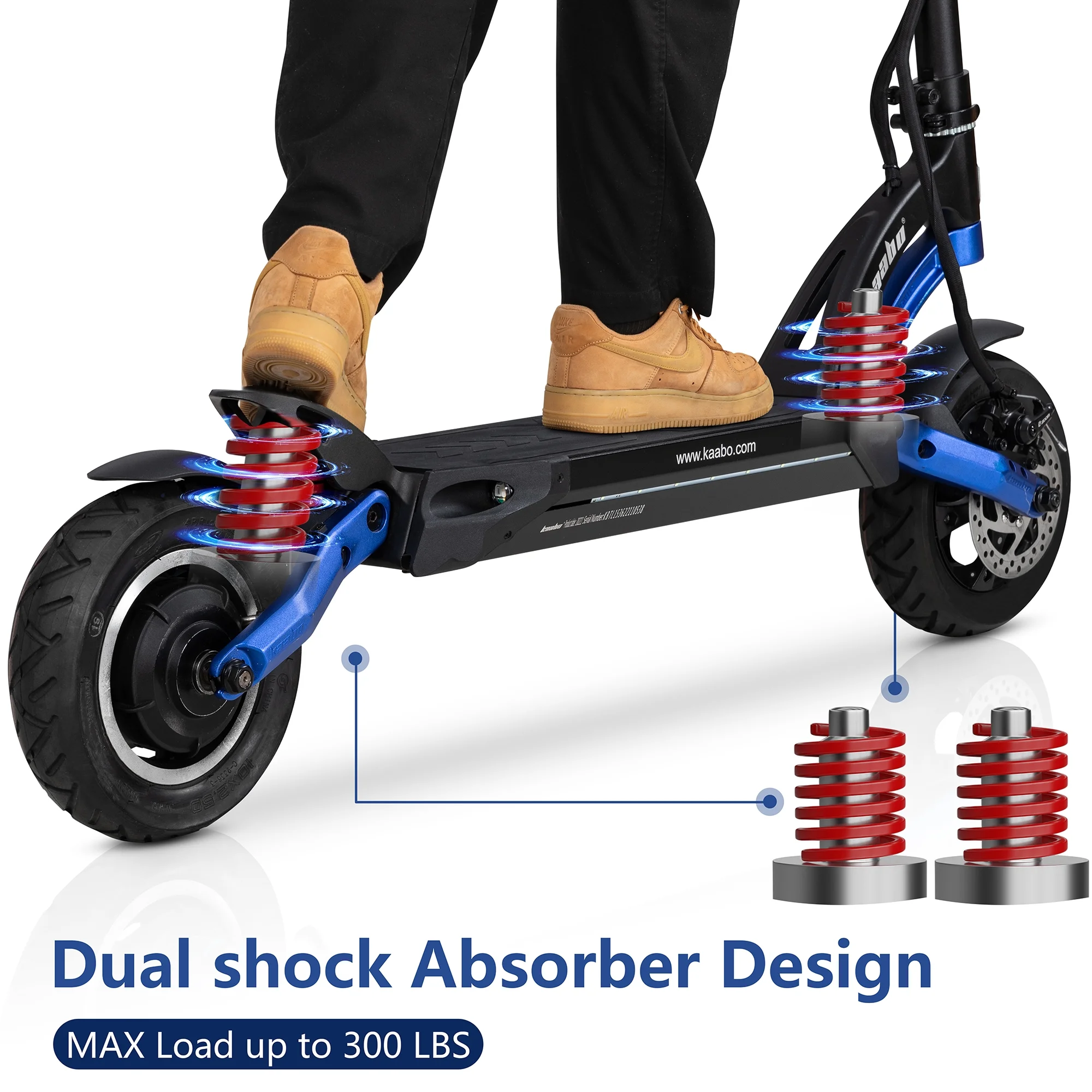 Kaabo Electric Scooter for Adults Mantis 10,High Performance Comfort Scooter with 25 Miles Range,Max Speed 19 MPH,Max Gear motor 500W,10 inch Wheels,UL Certified Blue