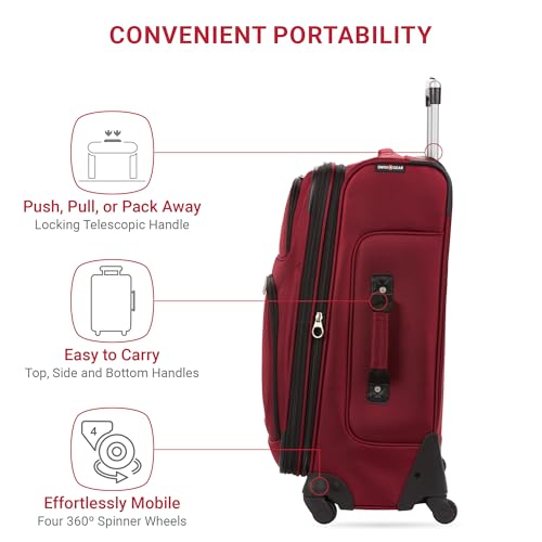 SwissGear Sion Softside Expandable Luggage, Black, Checked-Large 29-Inch