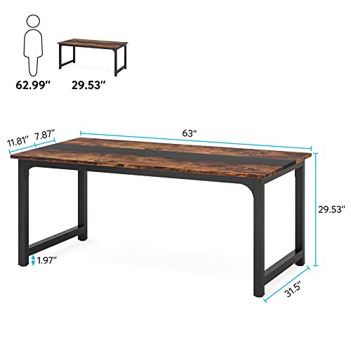 Tribesigns Modern Computer Desk, 63 x 31.5 inch Large Executive Office Desk Computer Table Study Writing Desk Workstation for Home Office, Spliced Desktop, White