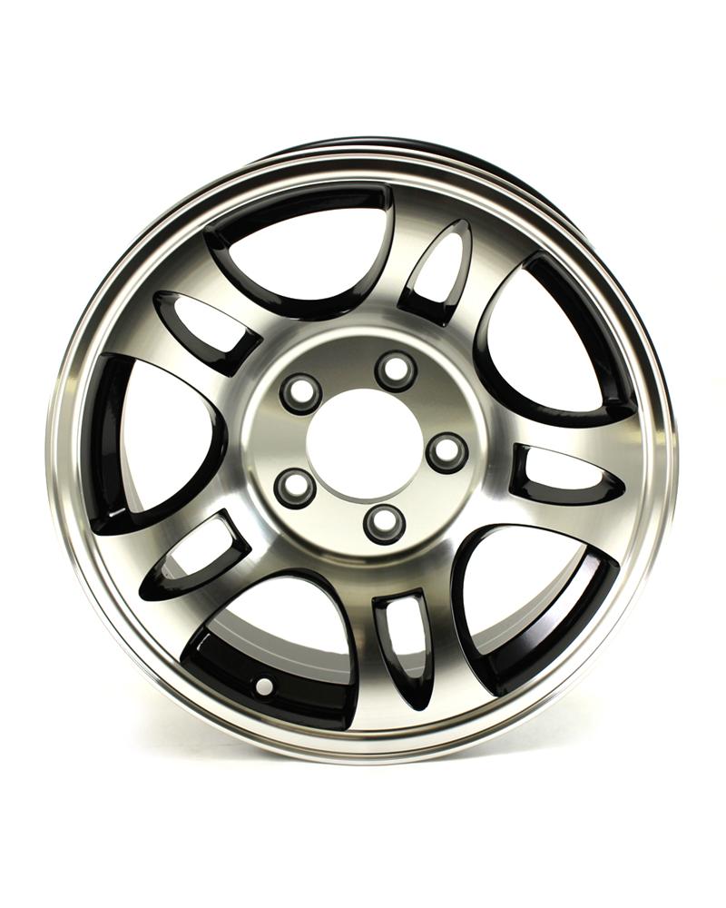 15X6 5-Lug on 4.5" Aluminum S5 Trailer Wheel - Black - S556545B