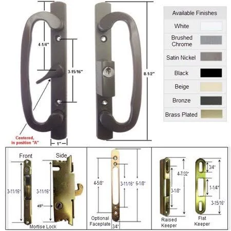 TechnologyLK Sliding Glass Patio Door Handle Kit with Mortise Lock and Keepers, A-Position, Bronze, Keyed